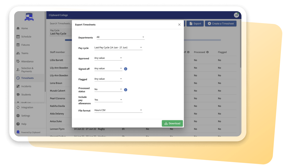 Timesheets Clipboard